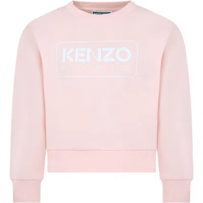 Kenzo Kids' Pink Sweatshirt For Girl With Logo