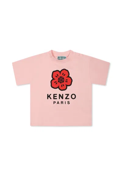 Kenzo Pink T-shirt For Baby Girl Wih Boke Flower