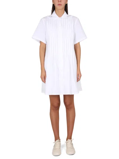 Kenzo Pintuck Short-sleeve Dress In White