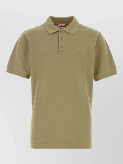 Kenzo Beige Solid Shirt Collar Polo