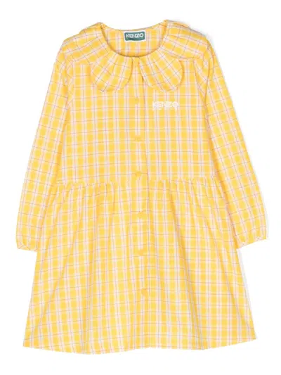 Kenzo Kids' Plaid-check Pattern Dress In Yellow