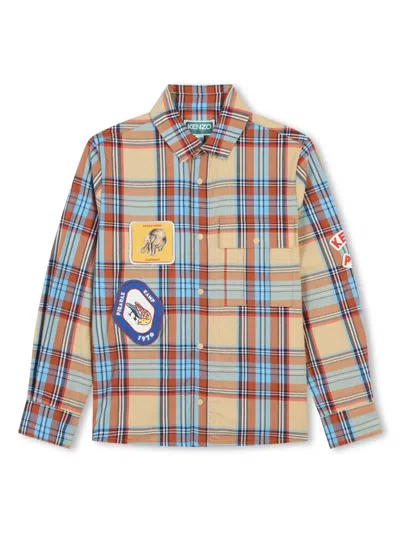 Kenzo Kids' Kariertes Hemd In Nude