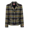 Kenzo Tartan-check Single-breasted Blazer In Beige
