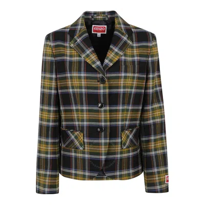 KENZO KENZO PLAID FRONT POCKET FITTED BLAZER