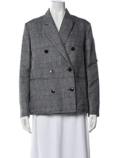 Pre-owned Kenzo Plaid Print Blazer In Grey