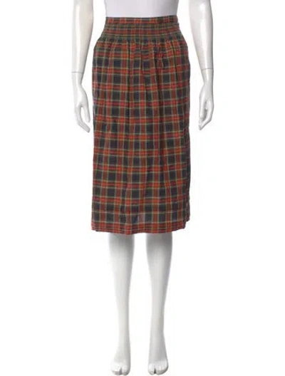 Pre-owned Kenzo Plaid Print Knee-length Skirt In Brown
