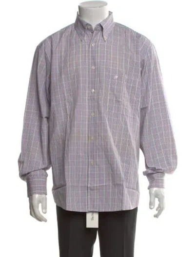 Pre-owned Kenzo Plaid Print Long Sleeve Dress Shirt In Neutrals