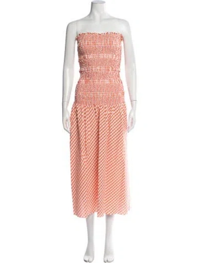 Pre-owned Kenzo Plaid Print Midi Length Dress In Orange