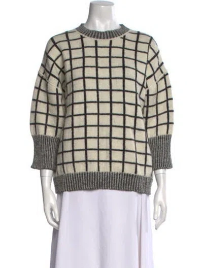 Pre-owned Kenzo Plaid Print Mock Neck Sweater In Neutral