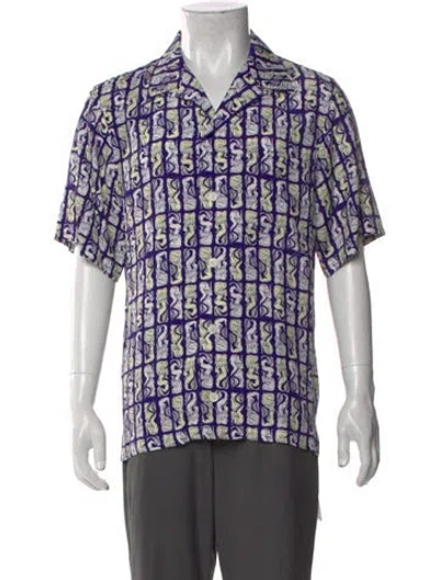 Pre-owned Kenzo Plaid Print Short Sleeve Shirt In Blue