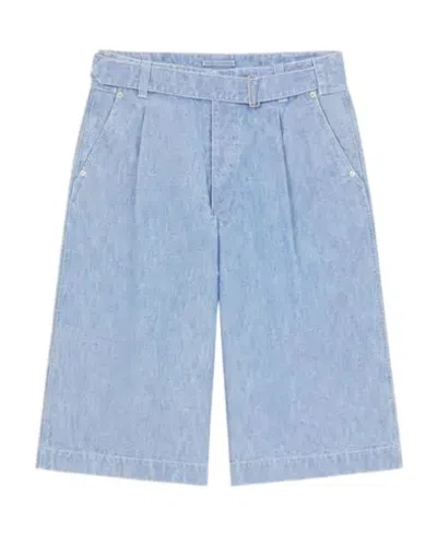 Kenzo Pleat-detail Denim Shorts In Blue