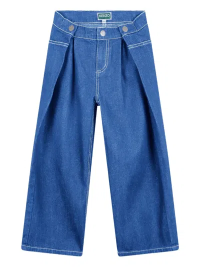 Kenzo Kids' Pleat-detailed Jeans In Blue