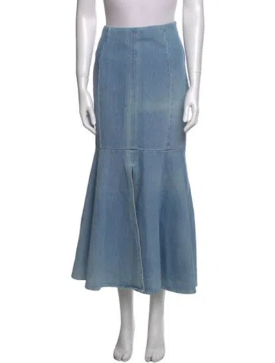 Pre-owned Kenzo Pleated Accents Midi Length Skirt In Blue