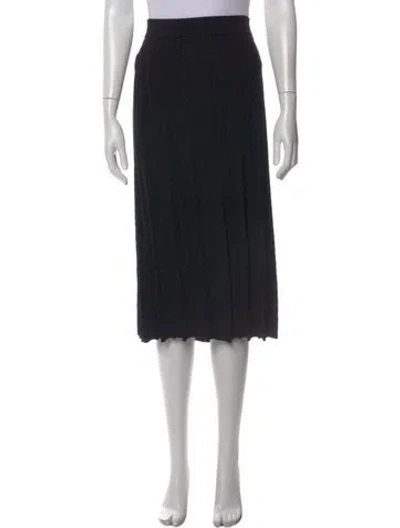 Pre-owned Kenzo Pleated Accents Midi Length Skirt W/ Tags In Black