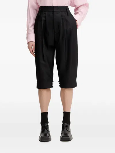 Kenzo Pleated Button-cuff Shorts In Black