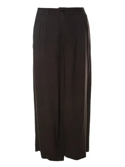 Pre-owned Kenzo Pleated Cropped Trousers In Brown