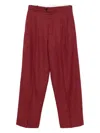 Kenzo Pleated Grid-pattern Trousers In Red