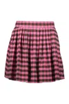 Kenzo High-waisted Check-pattern Skirt In Fuchsia