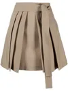 Kenzo Pleated Virgin-wool Miniskirt In Neutrals