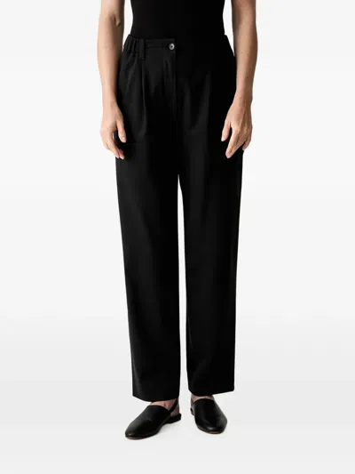 Kenzo Pleated Straight-leg Trousers In Black