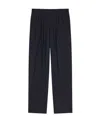 Kenzo Pure Wool Straight Pleated Tailored Pants In Black