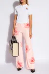 Kenzo Rose Print Flared Pants In Pink