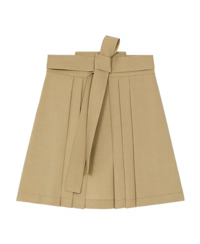 Kenzo Pleated Virgin-wool Miniskirt In Nude