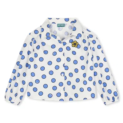 Kenzo Kids' Polka-dot Cotton Blouse In White