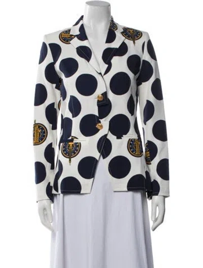 Pre-owned Kenzo Polka Dot Print Blazer In White