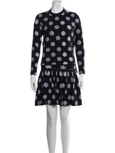 Pre-owned Kenzo Polka Dot Print Skirt Set In Blue