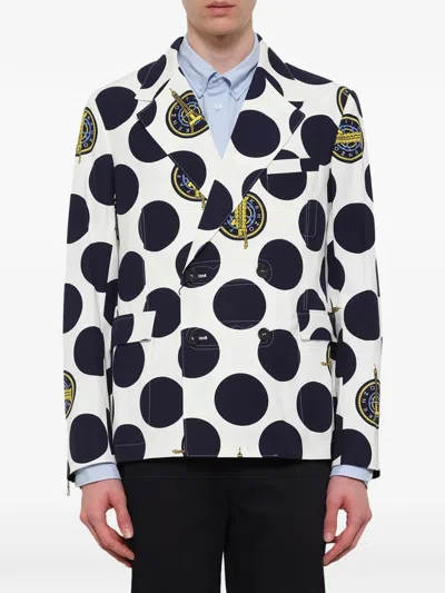 Kenzo Polka-dot Double-breasted Blazer In Multi