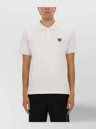 Kenzo Men Polo Shirt With Happy Tiger Embroidery In White