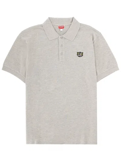 Kenzo Men Polo With Logo In Gray
