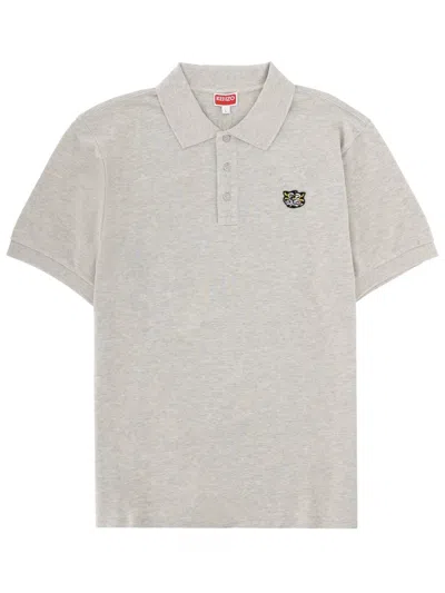 Kenzo Polo Shirt Ribbed Collar Silk Nylon In Neutral