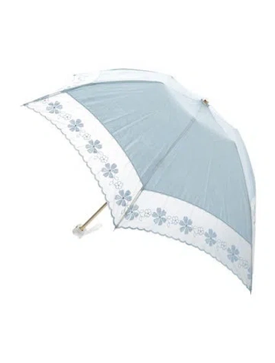 Pre-owned Kenzo Polyester Embroidered Umbrella In Blue/silver