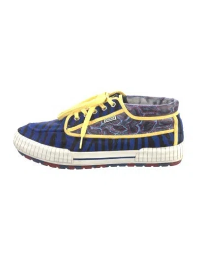 Pre-owned Kenzo Ponyhair Printed Sneakers In Blue