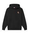 Kenzo Black Sweatshirt In Light Fllece With Broke Flower Embroidery To The Chest  Man In Black