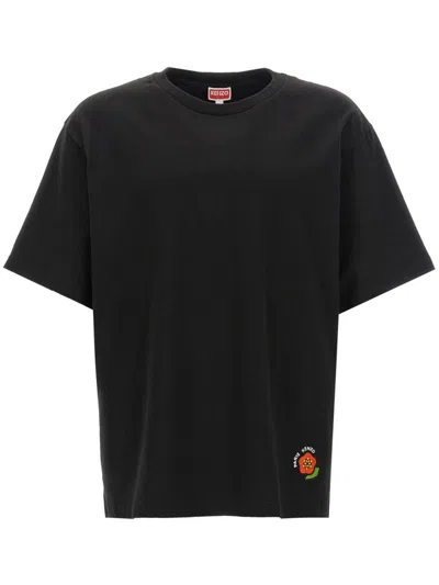 Kenzo Pop Embroidered Oversized Cotton T-shirt In Black