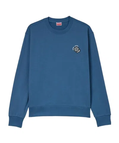 Kenzo ' Pop' Embroidered Sweatshirt In Cotton In Blue