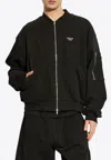 Kenzo Pop Embroidered Zip-up Bomber Jacket In Black