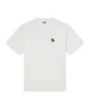 Kenzo White Crewneck T-shirt With Logo Patch On The Front In Cotton Man In White
