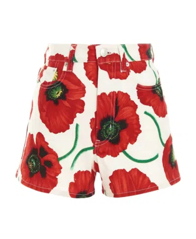 Kenzo Poppy-print Mini Shorts In Red