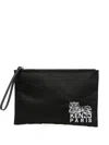 Kenzo Tiger Motif Clutch Bag With Wrist Strap In Black