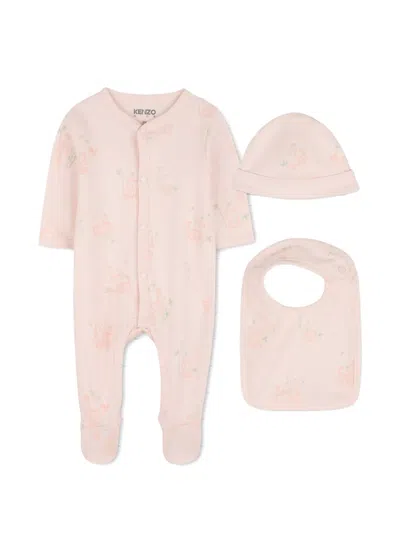 Kenzo Printed Babygrow Set In Pink