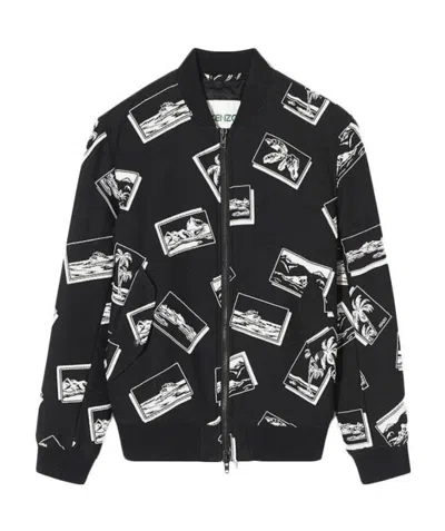 Kenzo Printed Baseball Jacket In Black