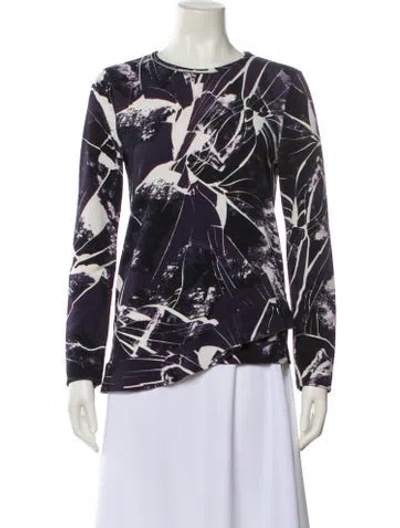 Pre-owned Kenzo Printed Bateau Neckline Blouse In Black