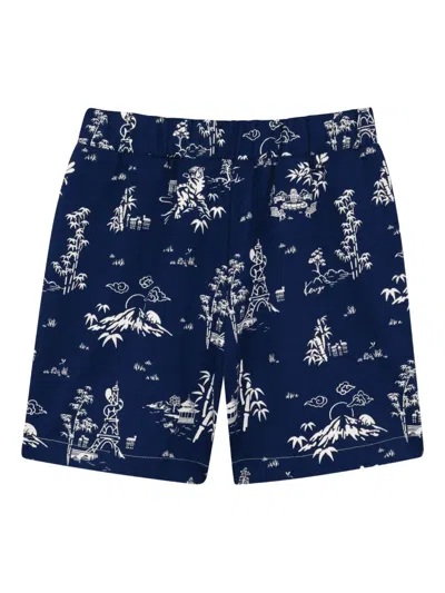 Kenzo Kids' Printed Bermuda Shorts In Blue