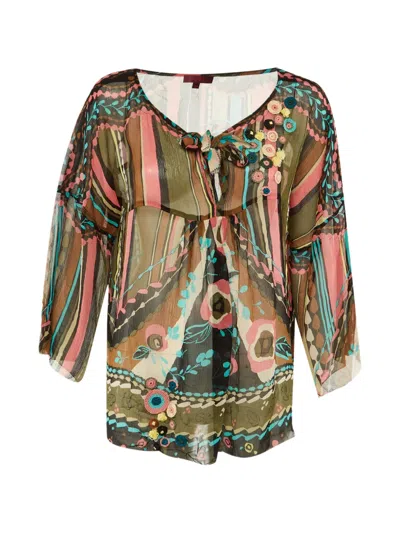 Pre-owned Kenzo Printed Blouse In Neutral