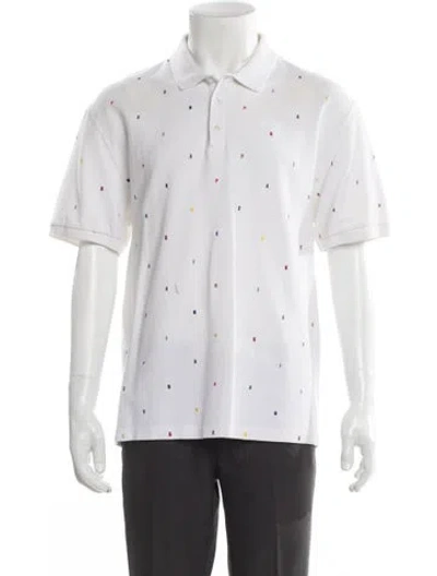 Pre-owned Kenzo Printed Collar Polo Shirt In White