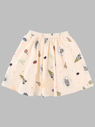 Kenzo Printed Cotton Flared Skirt In Neutral